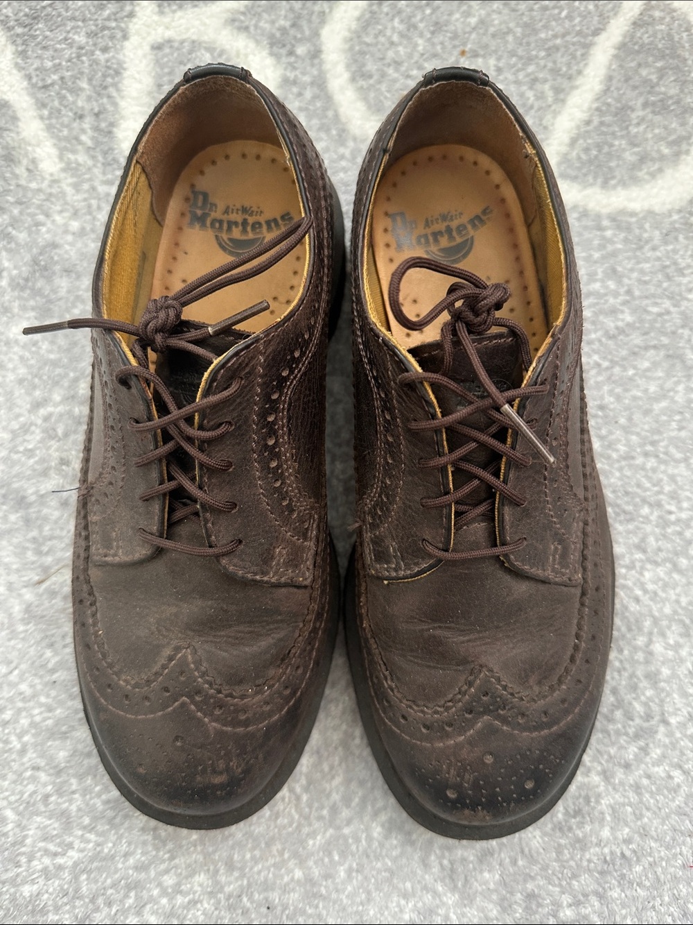 Dr. Martens Men's Dark Brown Suede Wingtip Oxfords